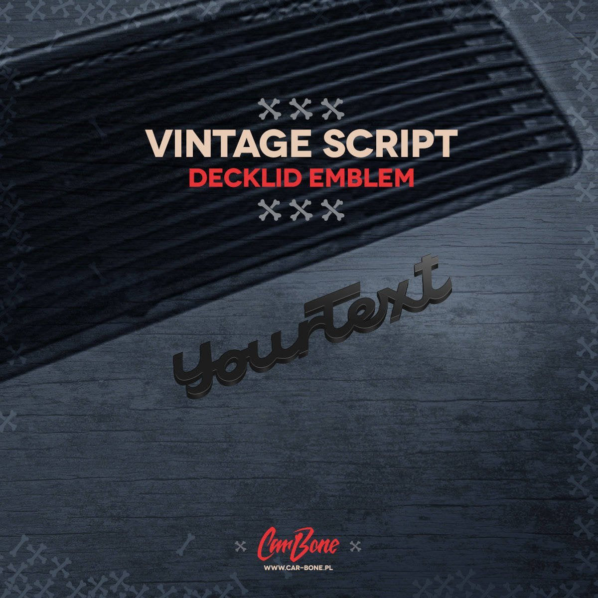Rear deck lid emblem - vintage script - Custom