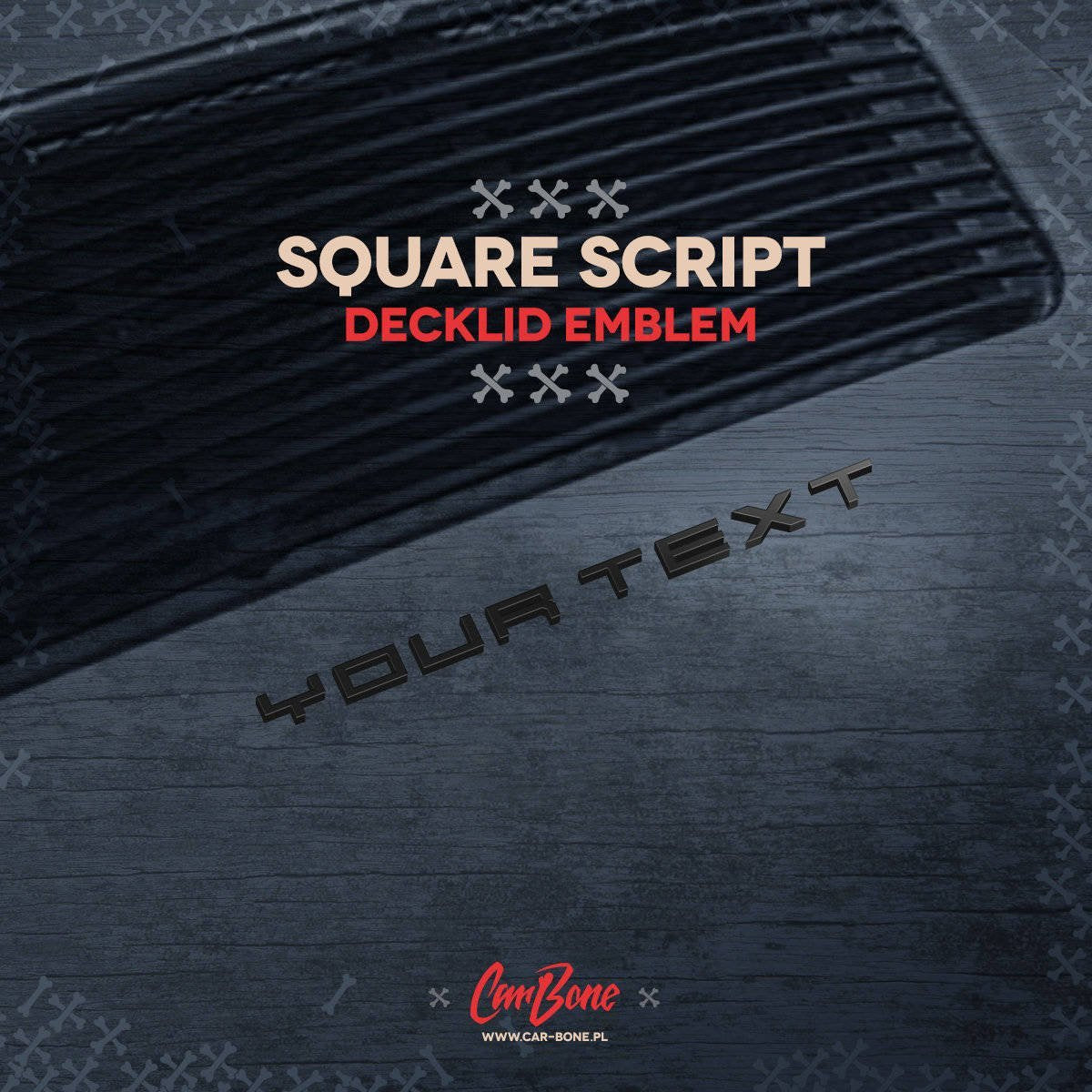 Rear deck lid emblem - square script - Custom