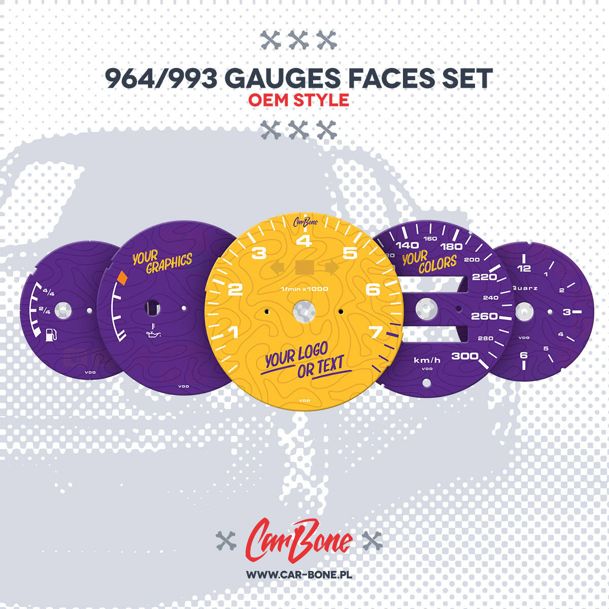 Custom - Gauge faces set – for 964 993 (1989-1998)