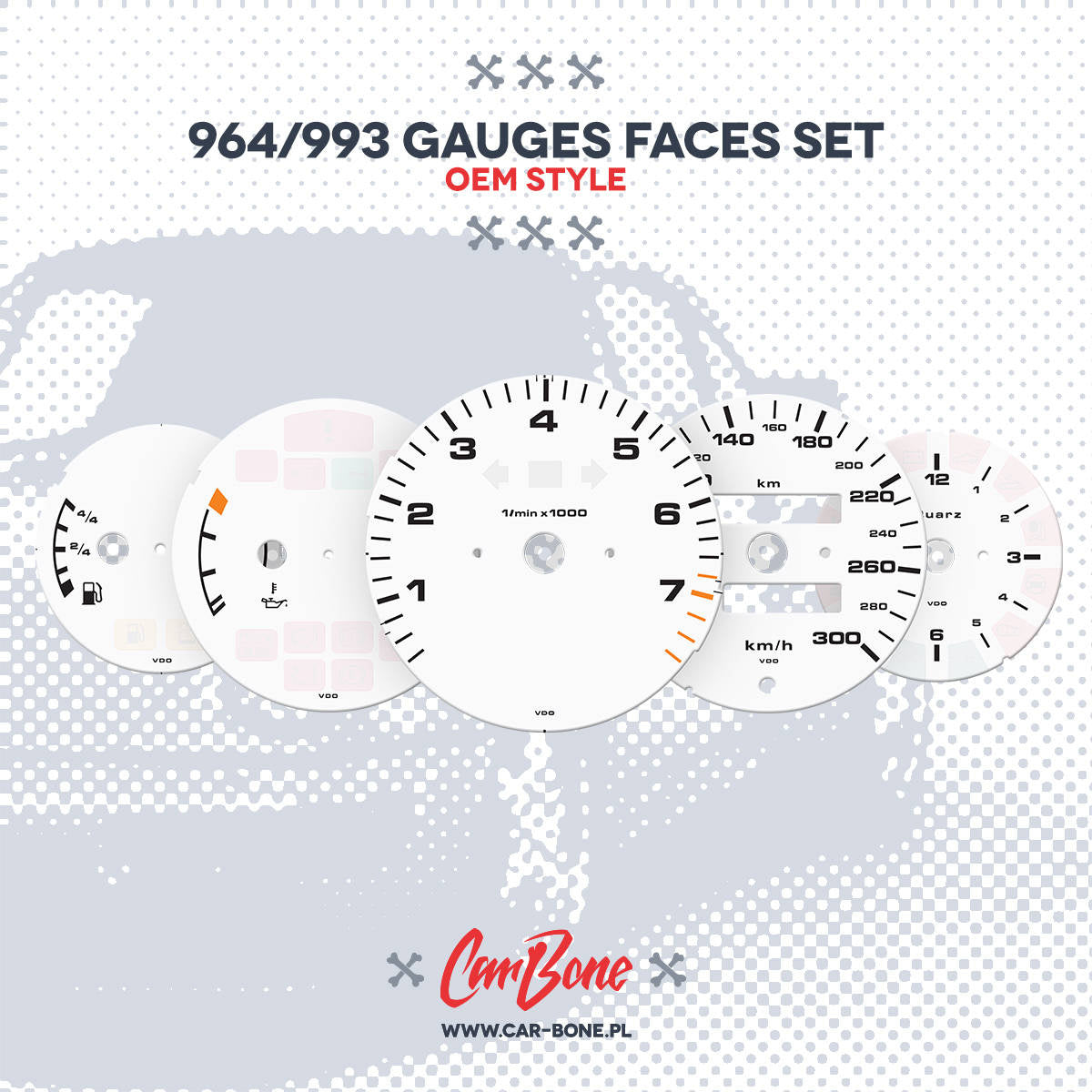 Custom - Gauge faces set – for 964 993 (1989-1998)