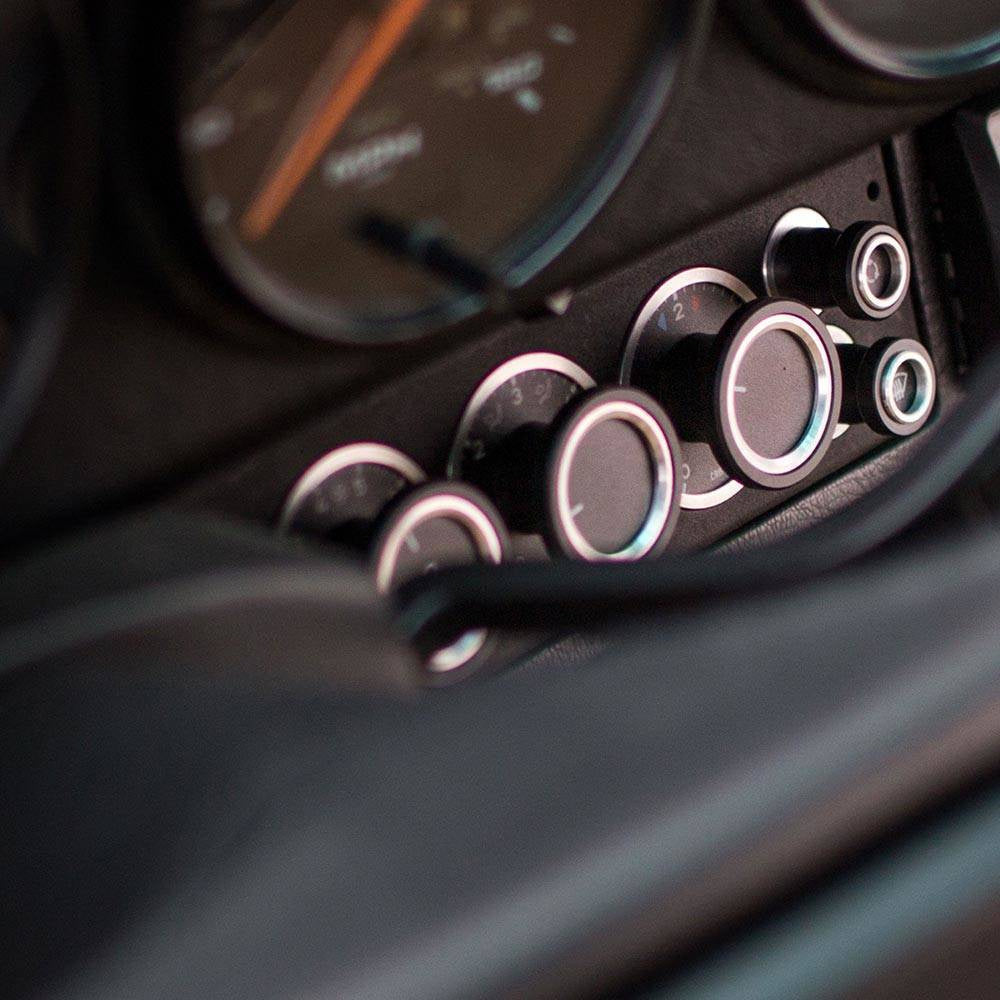 Air conditioning, blower control panel (AC, HVAC) for Porsche 964, 993 - for original dash, silver knobs - LHD