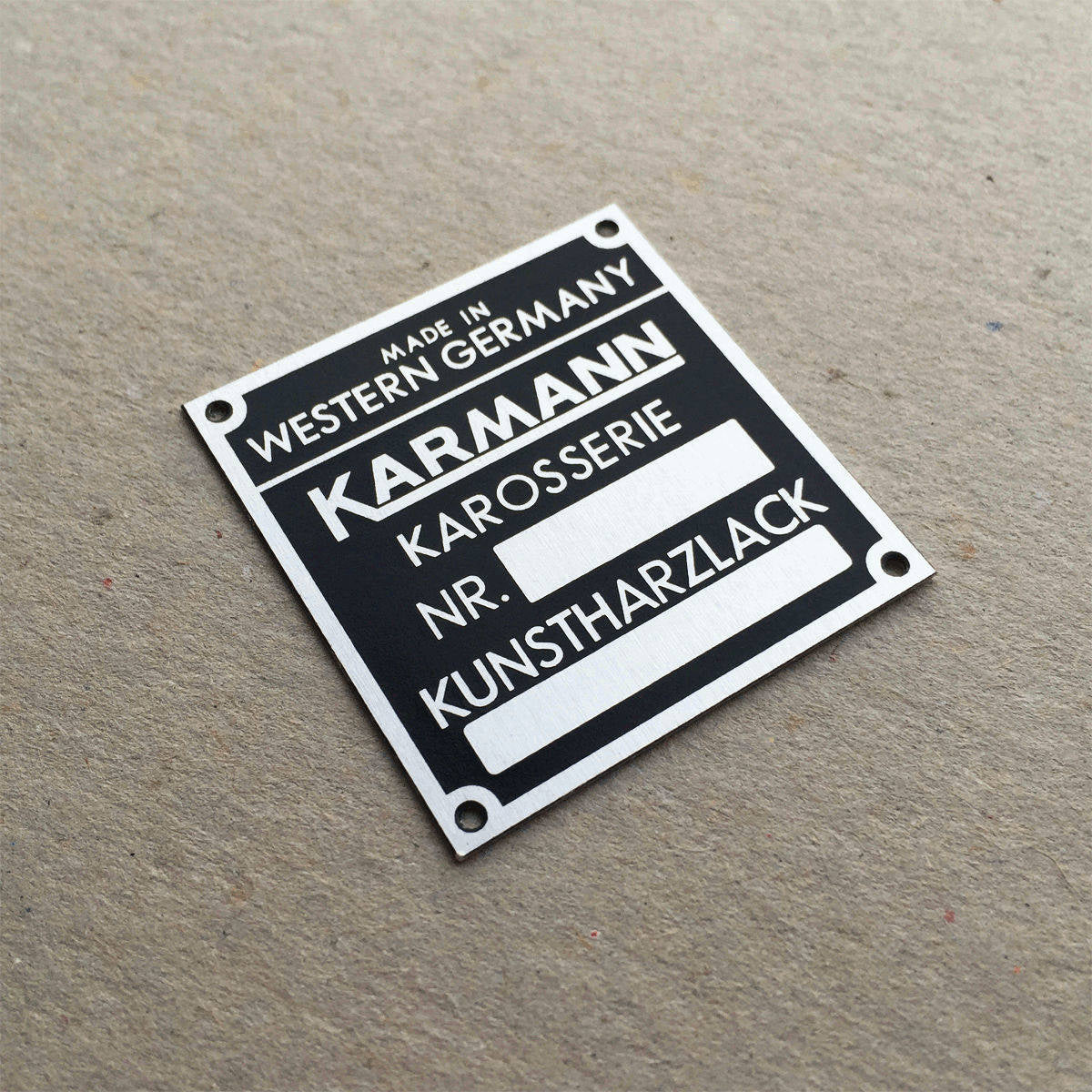Karmann body ID plate for F-model, 912, 914, 356B, 356C (1959 – 1976) - BLANK