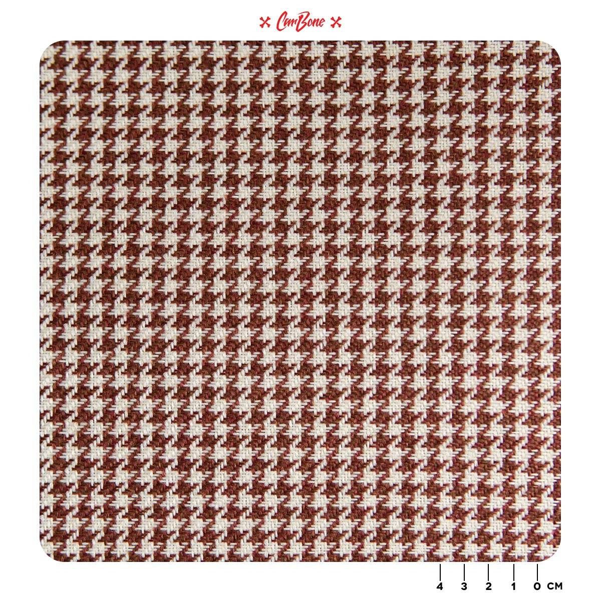 Houndstooth Fabric - MAROON/WHITE