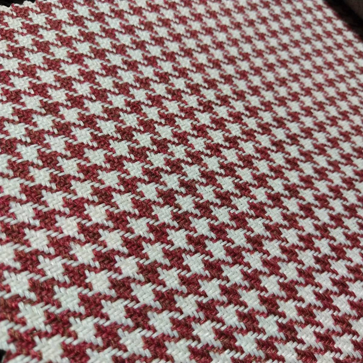 Houndstooth Fabric - MAROON/WHITE