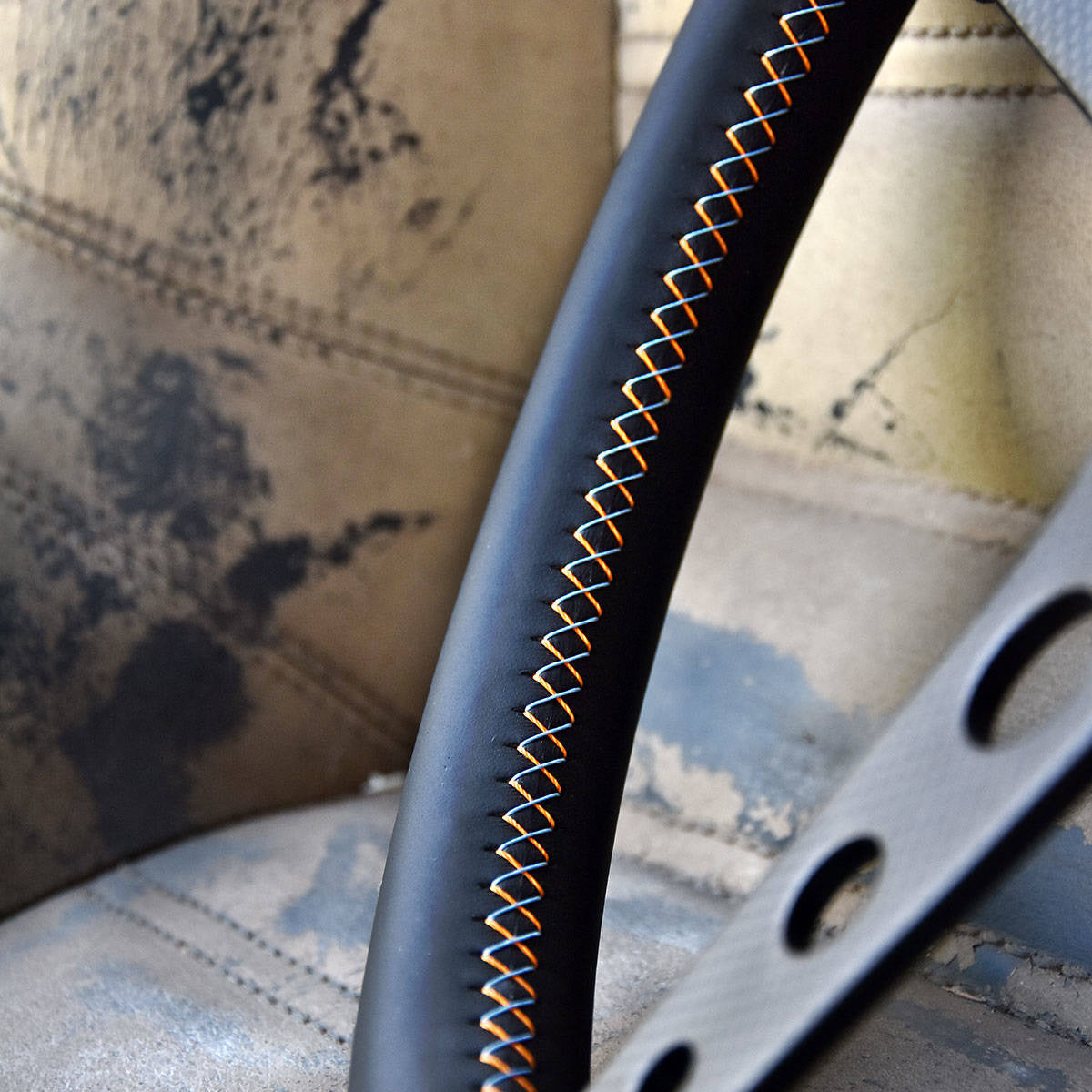 Steering wheel reupholstery / rewrapping service - Baseball / Black / Alcantara / No