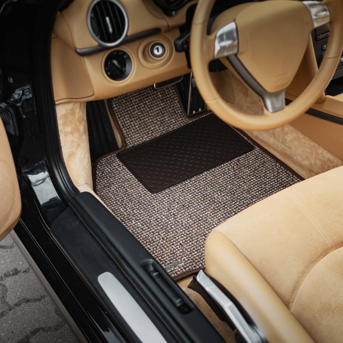 Brown Houndstooth floor mats