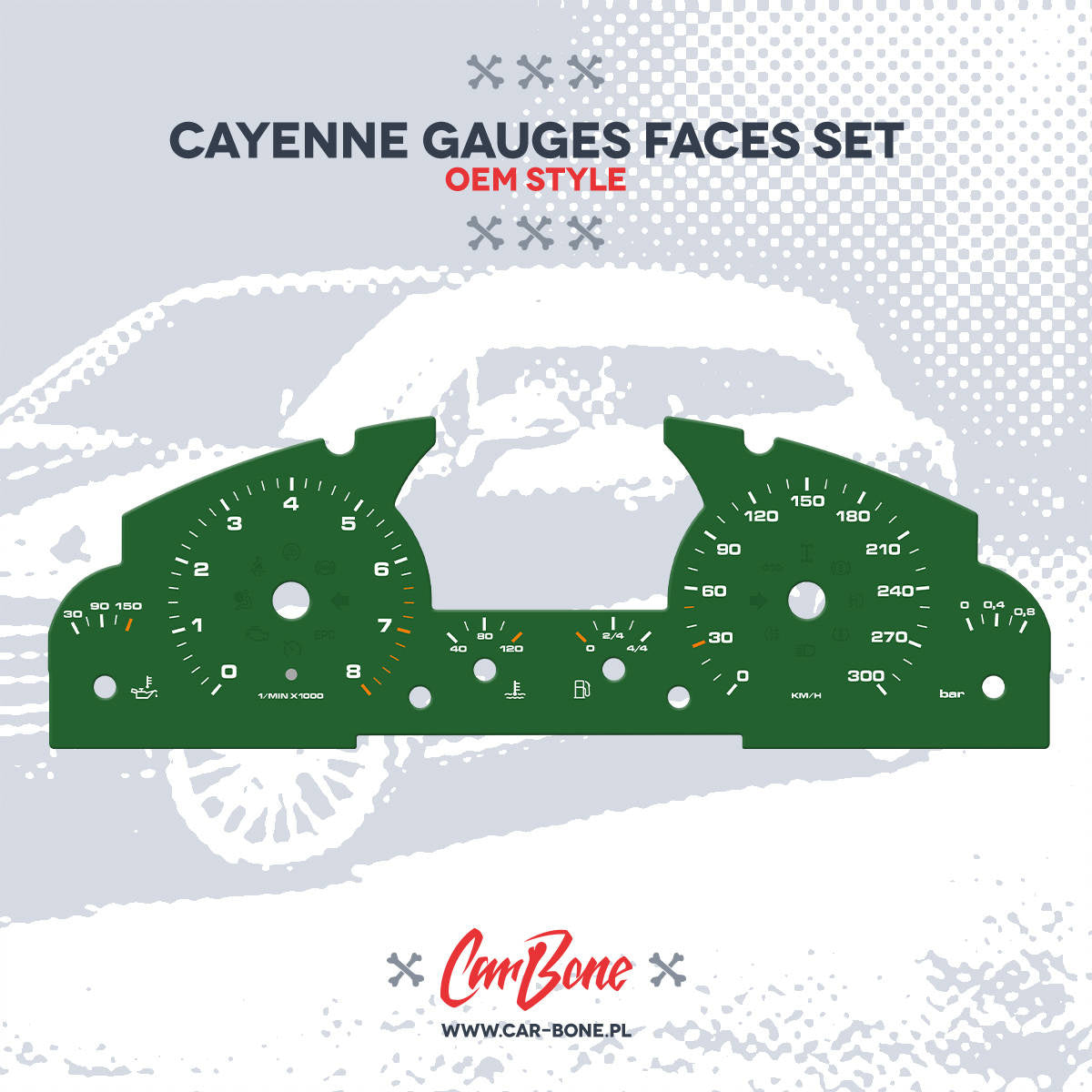 Custom - Gauge faces set – for Cayenne (955/957) (2002-2010)