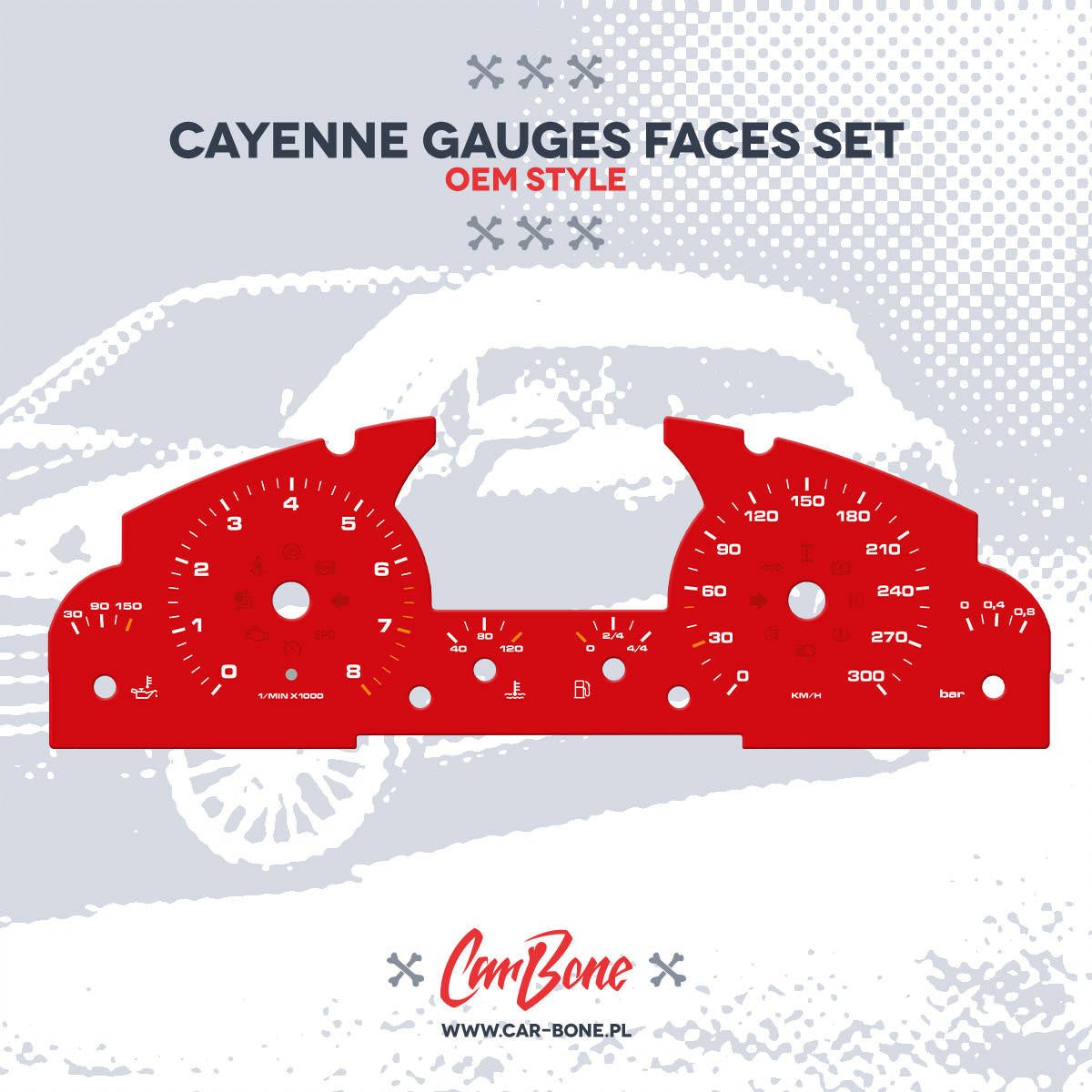 Custom - Gauge faces set – for Cayenne (955/957) (2002-2010)
