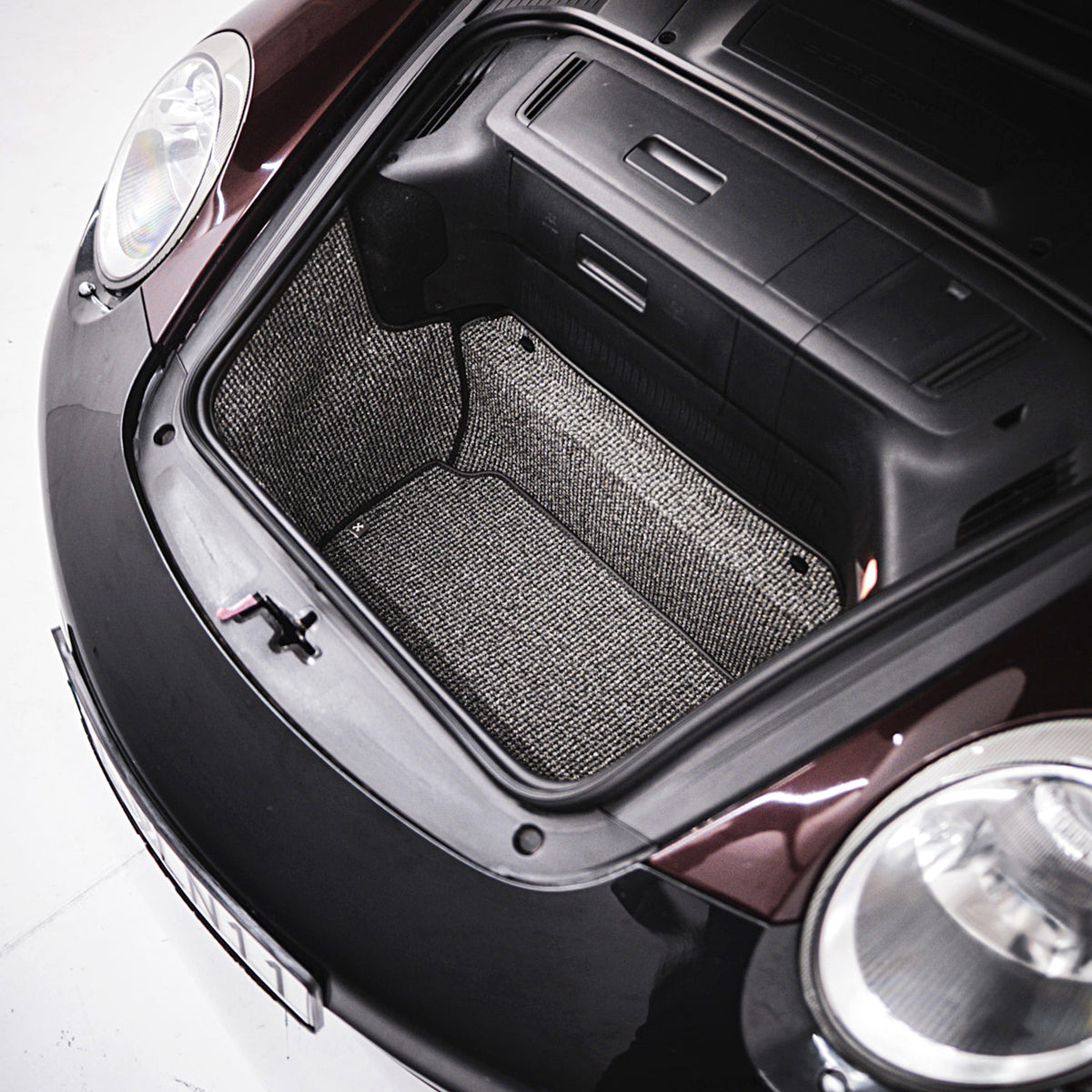997/987 C2 - 911, Boxster, Cayman Trunk Mat Liner (2005-2012) - Black-Grey Houndstooth