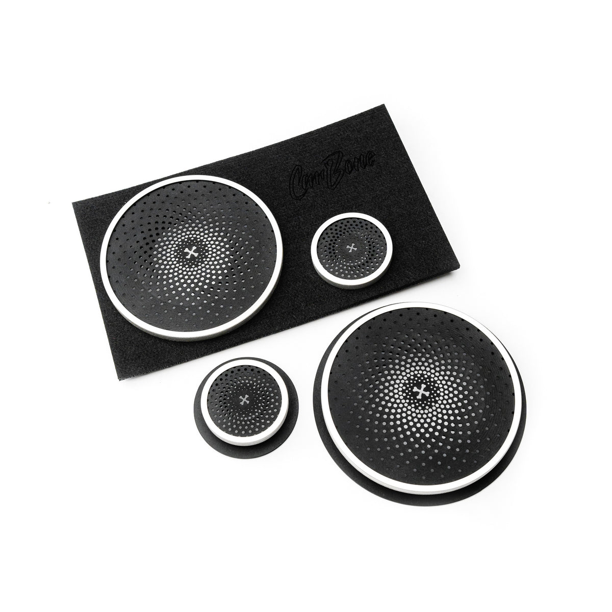 CarBone Sound Guards - Speaker covers for 2 tweeters and 2 main speakers - Silver - CUSTOM (UPHOLSTERED)