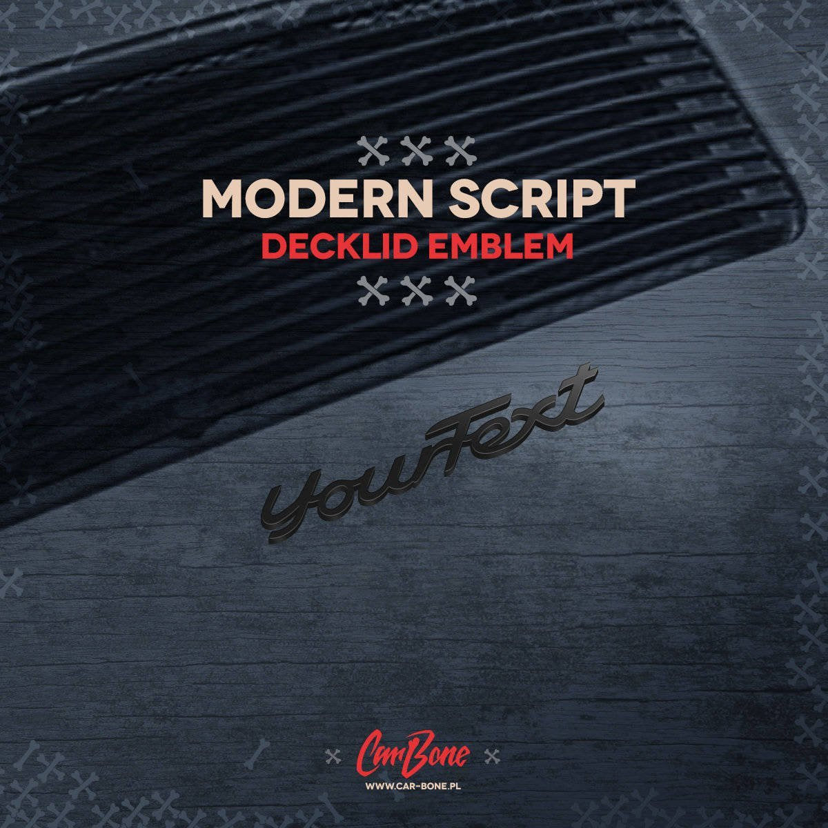 Rear deck lid emblem - modern script - Black Gloss