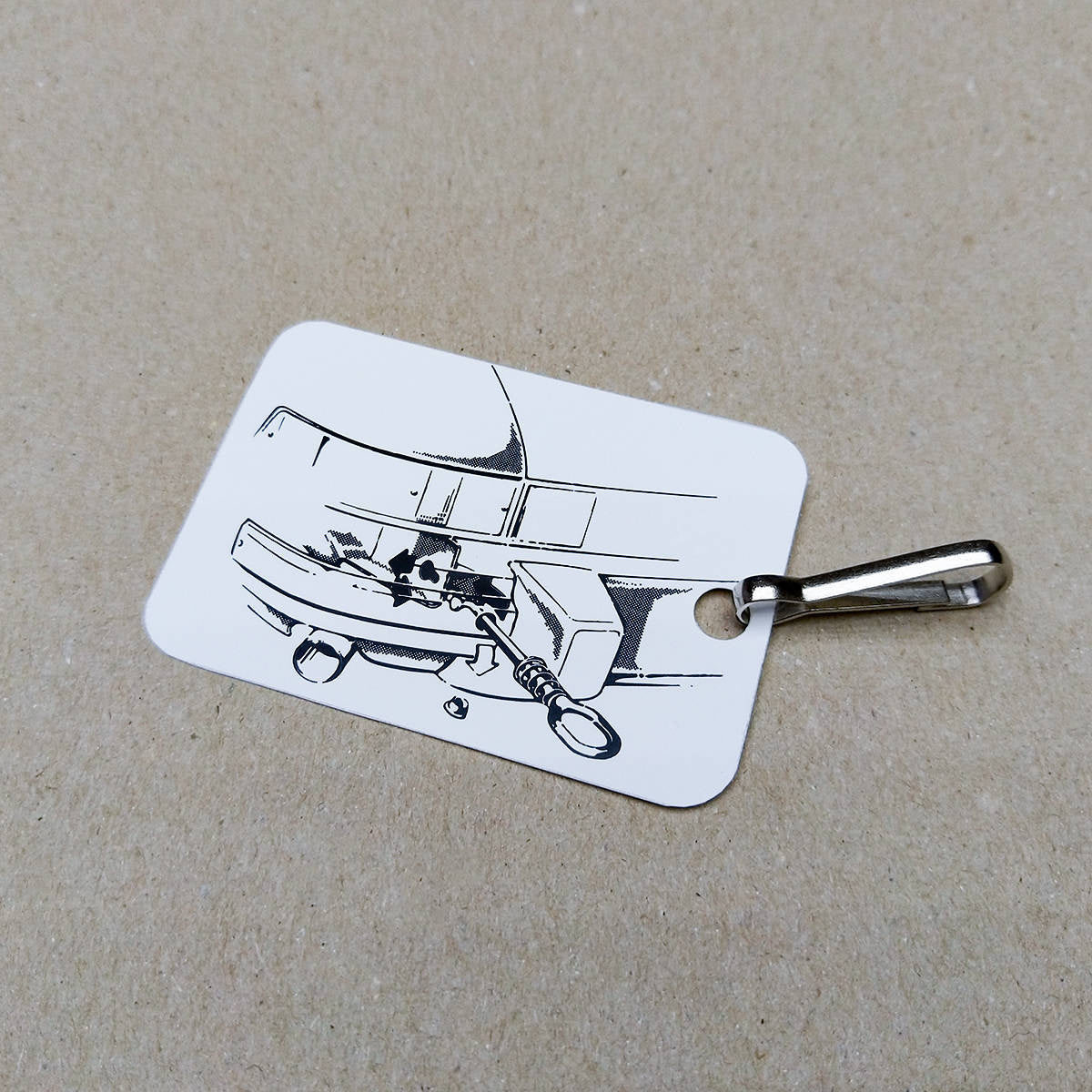 Tow hook plastic tag with clasp for 2.7, SC, 3.2 (1974 – 1989)