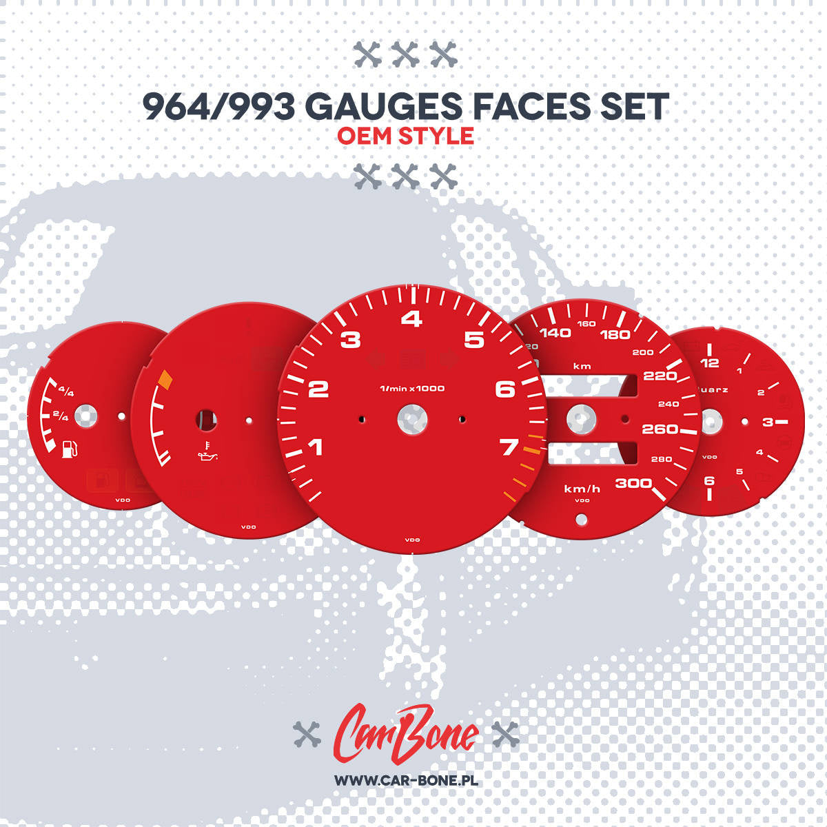 Custom - Gauge faces set – for 964 993 (1989-1998)