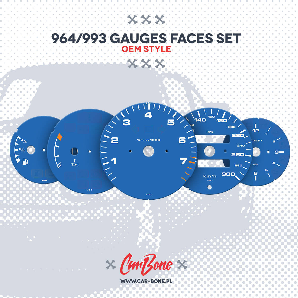 Custom - Gauge faces set – for 964 993 (1989-1998)
