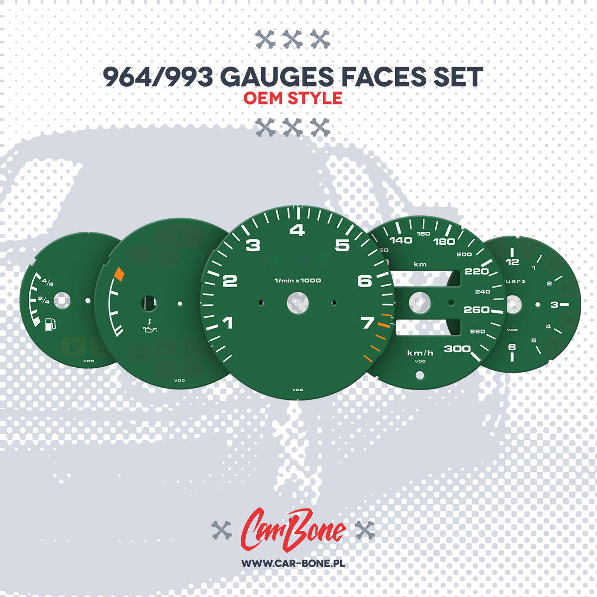 Custom - Gauge faces set – for 964 993 (1989-1998)