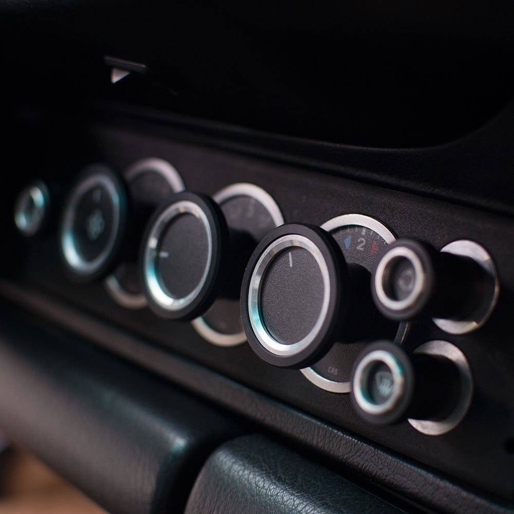 Air conditioning, blower control panel (AC, HVAC) for Porsche 964, 993 - for original dash, silver knobs - RHD