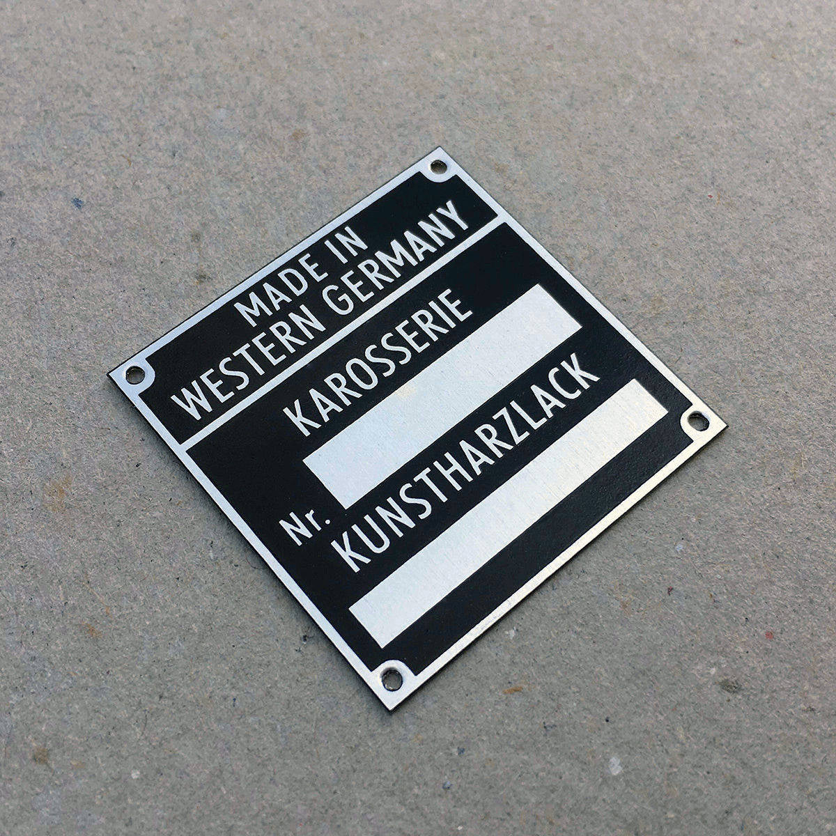 Color code door jamb plate & VIN for F-model, 912 (1964 – 1969) - BLANK