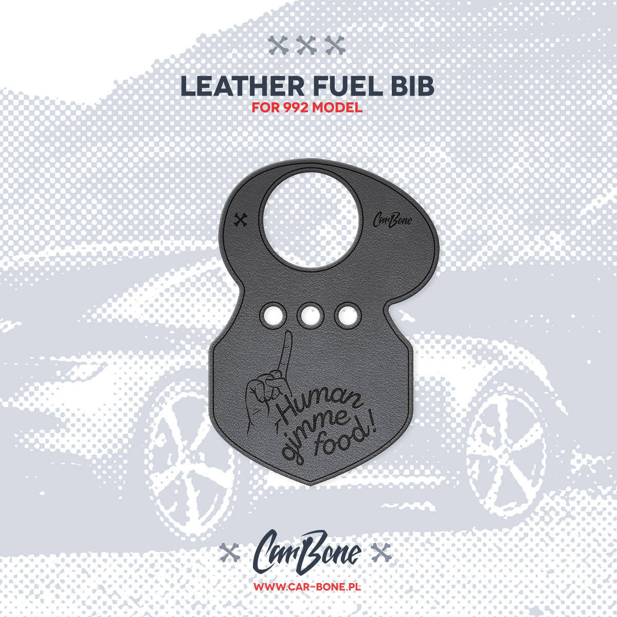 Leather Fuel Bib (Gas Flap) for 992 Model - Human Gimme Food