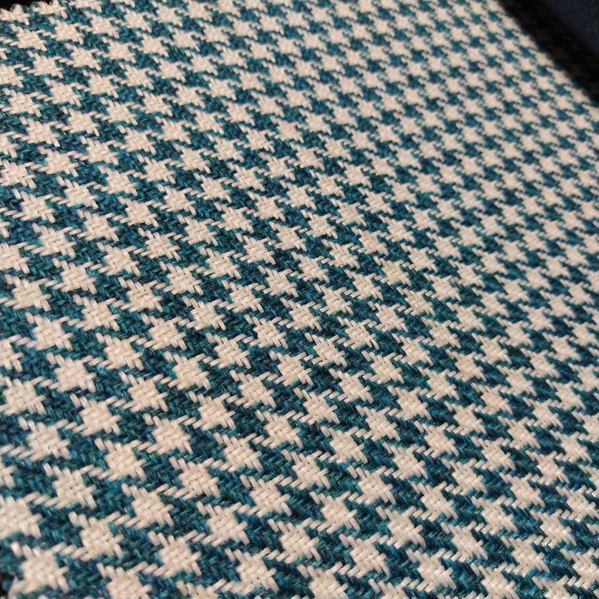 Houndstooth Fabric - TURQUOISE/WHITE