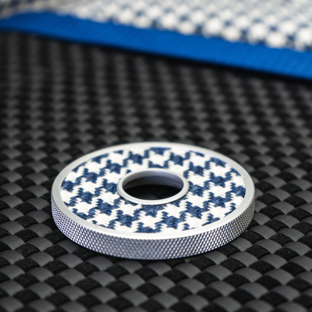 Houndstooth Fabric - OCEAN/WHITE