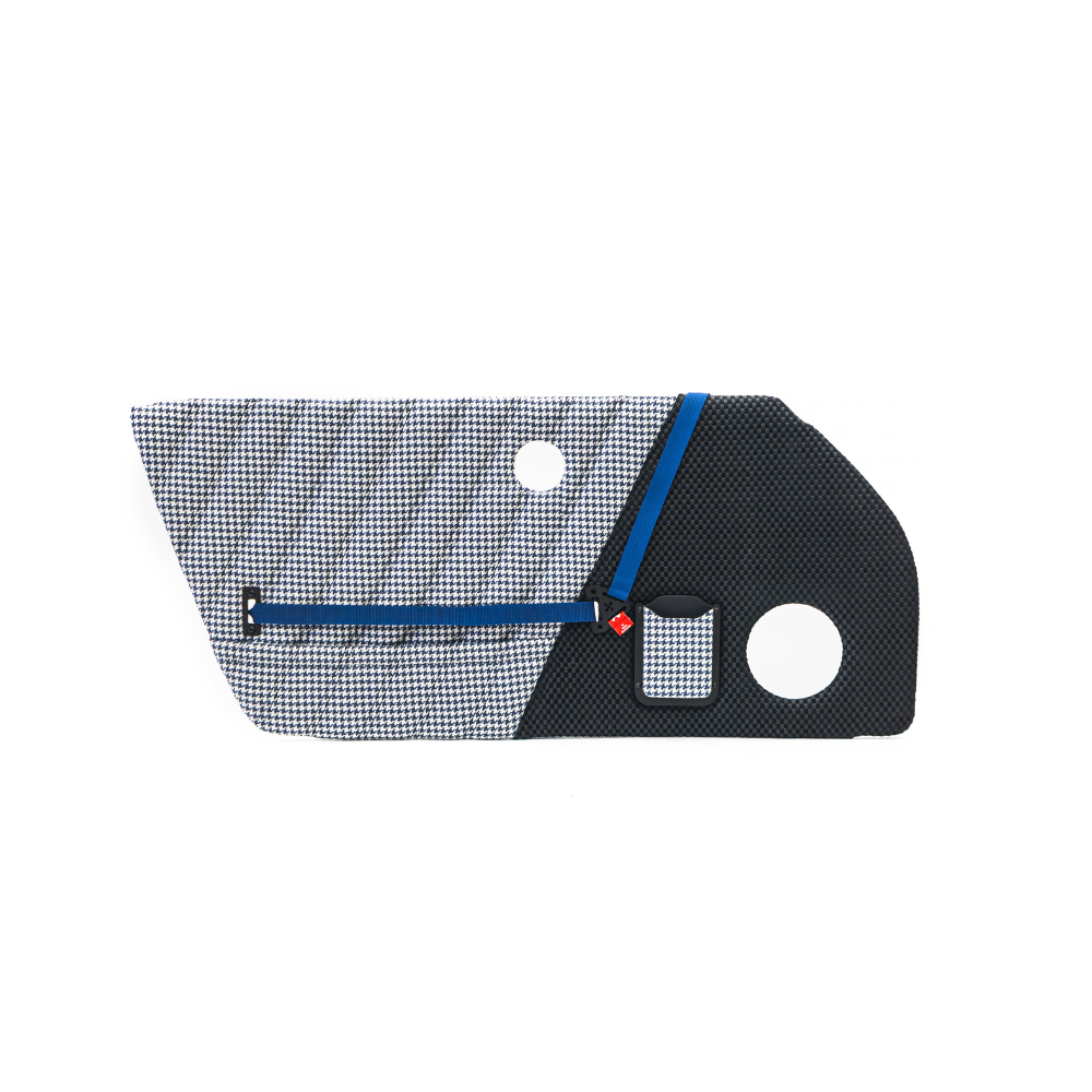 Houndstooth Fabric - OCEAN/WHITE