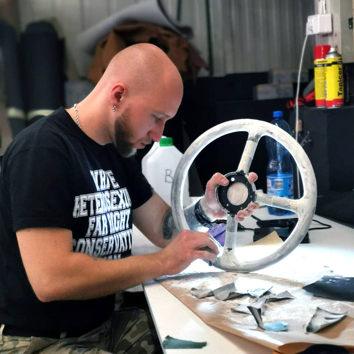 Steering wheel reupholstery / rewrapping service - Cross / Custom / Alcantara / Yes