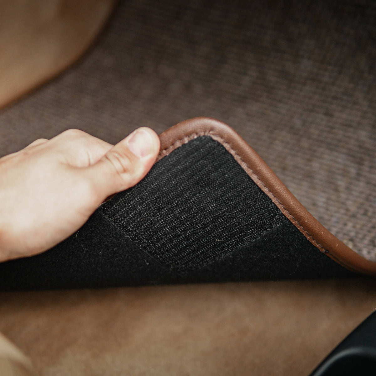 Brown Houndstooth floor mats