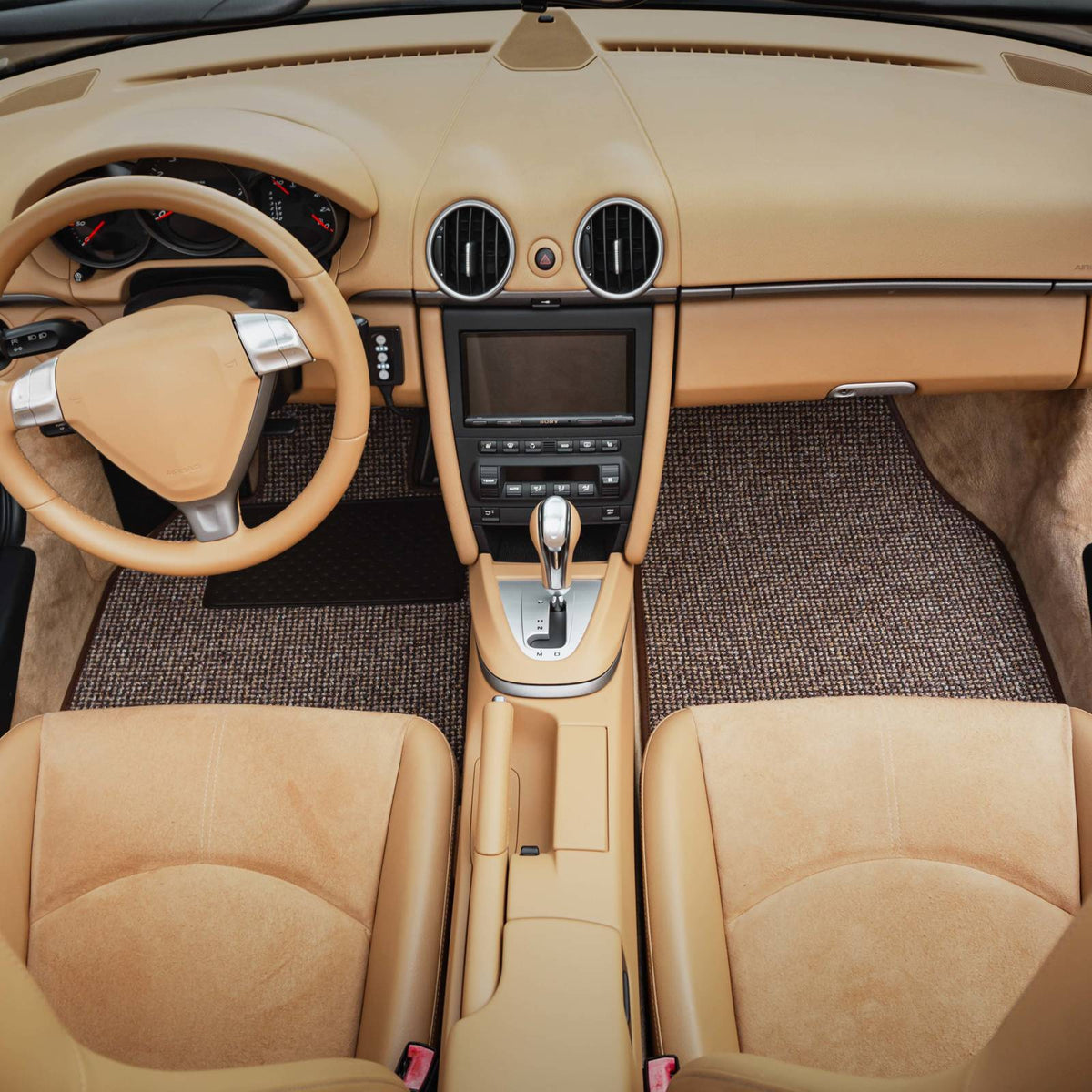 Brown Houndstooth floor mats