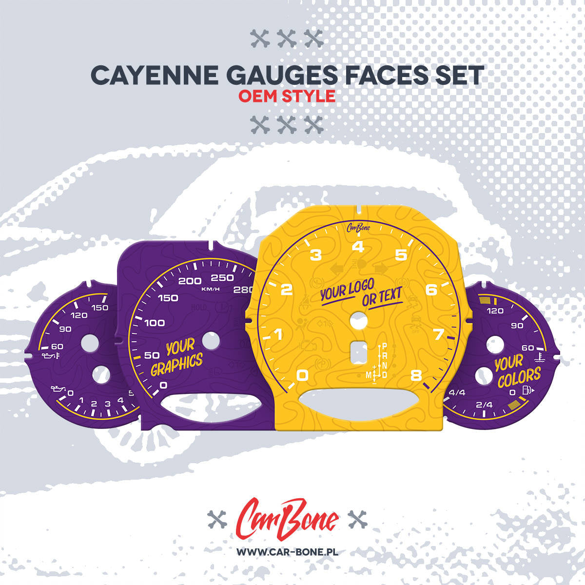 Custom - Gauge faces set – for Cayenne (958) (2011-2018)