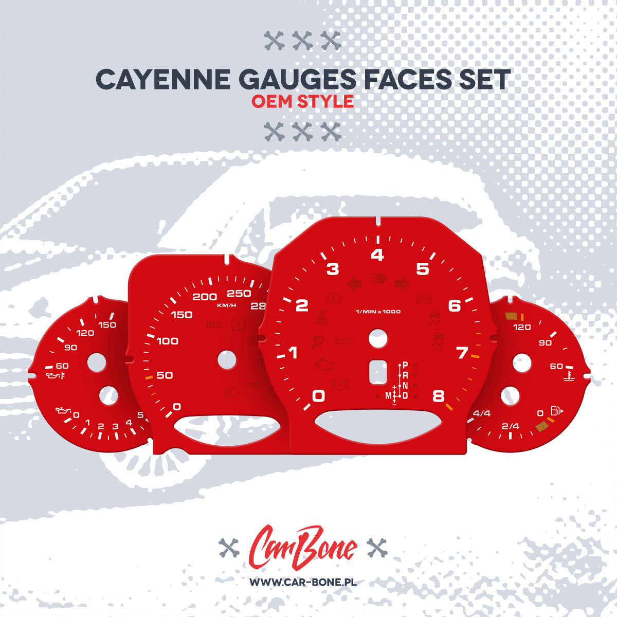 Custom - Gauge faces set – for Cayenne (958) (2011-2018)