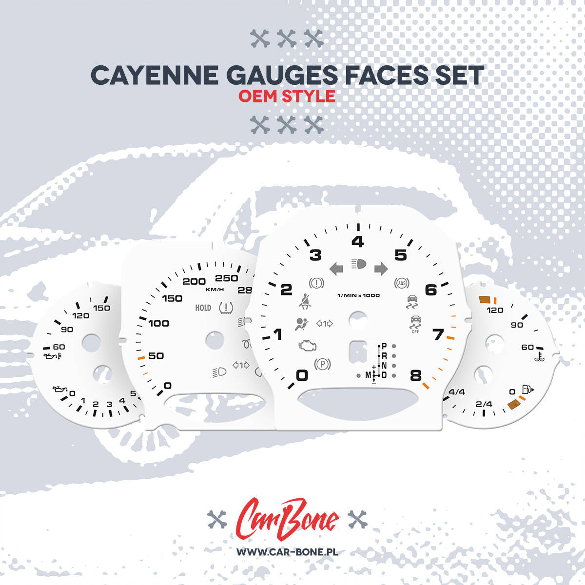 Custom - Gauge faces set – for Cayenne (958) (2011-2018)