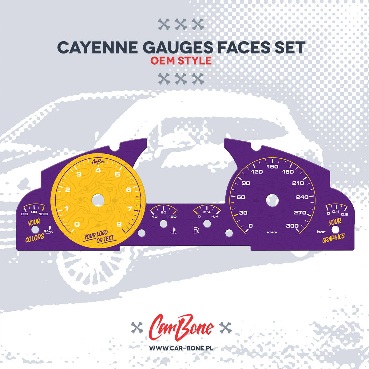 Custom - Gauge faces set – for Cayenne (955/957) (2002-2010)