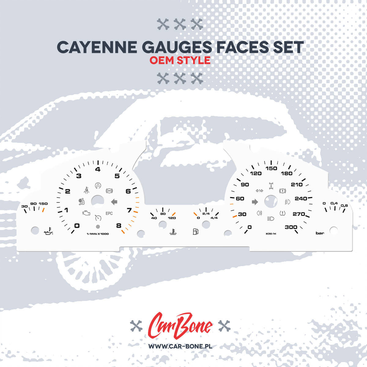 Custom - Gauge faces set – for Cayenne (955/957) (2002-2010)