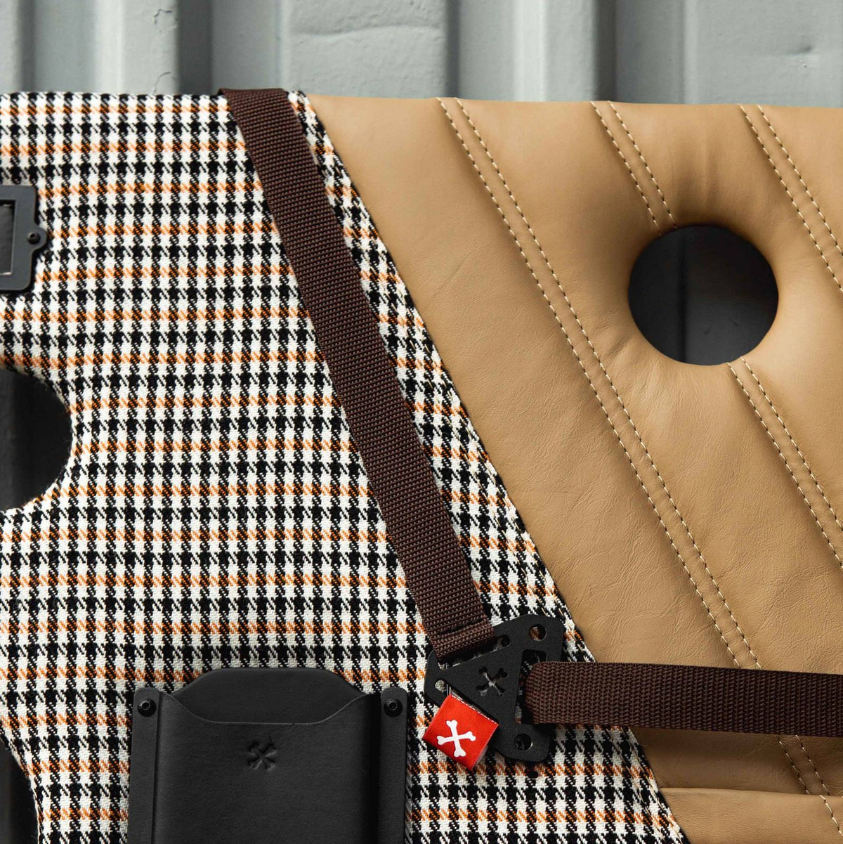 Pepita Fabric - 18013 BLACK/WHITE/ORANGE