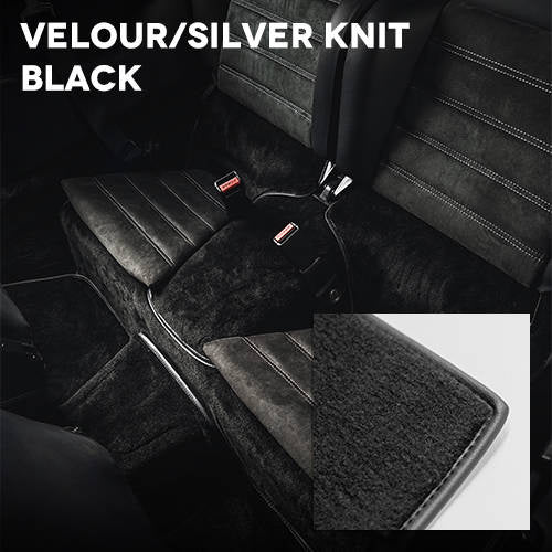 Velour / Silver knit floor carpet set