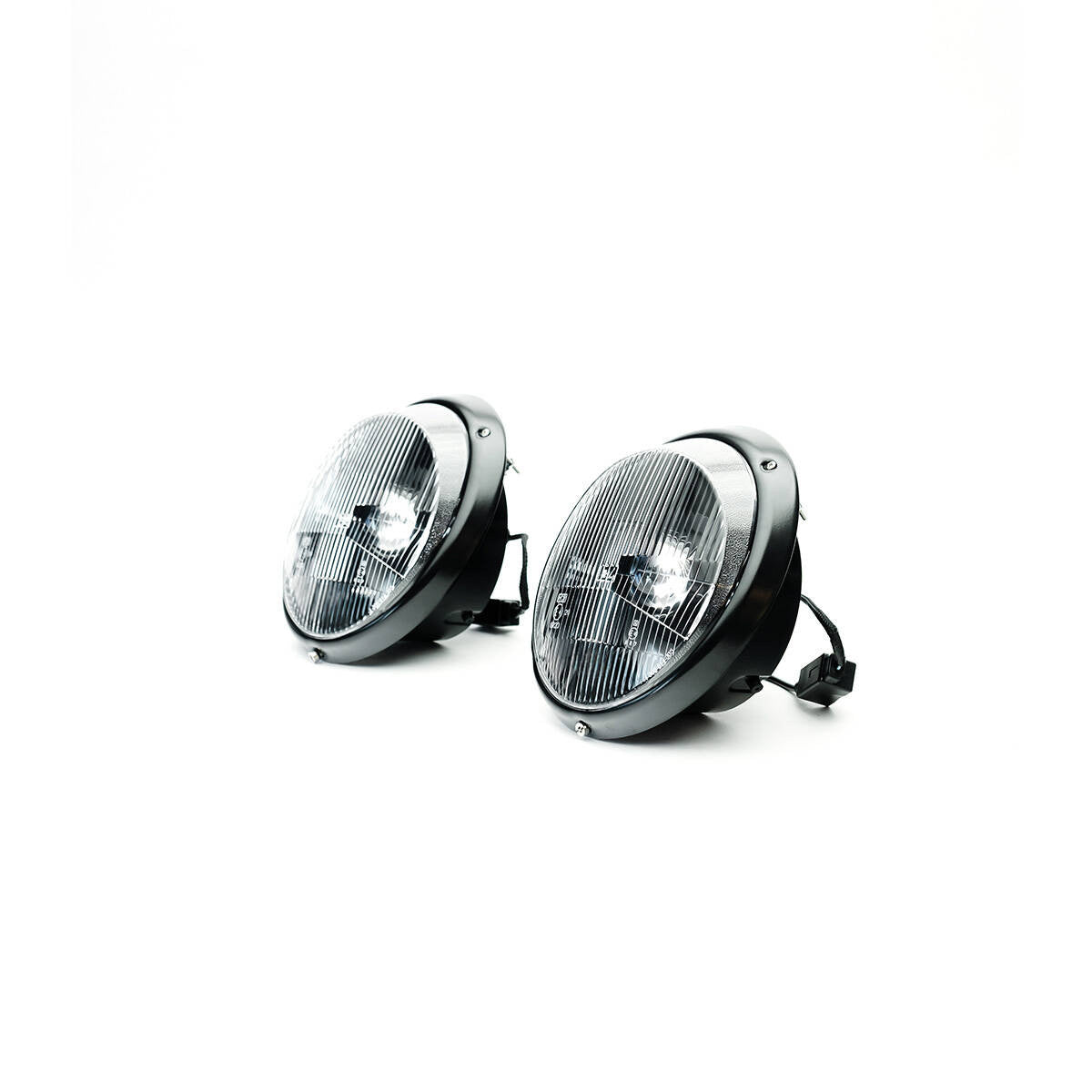 Bi-LED headlights BLACK + H4 Clear Ribbed Lens (set of 2)