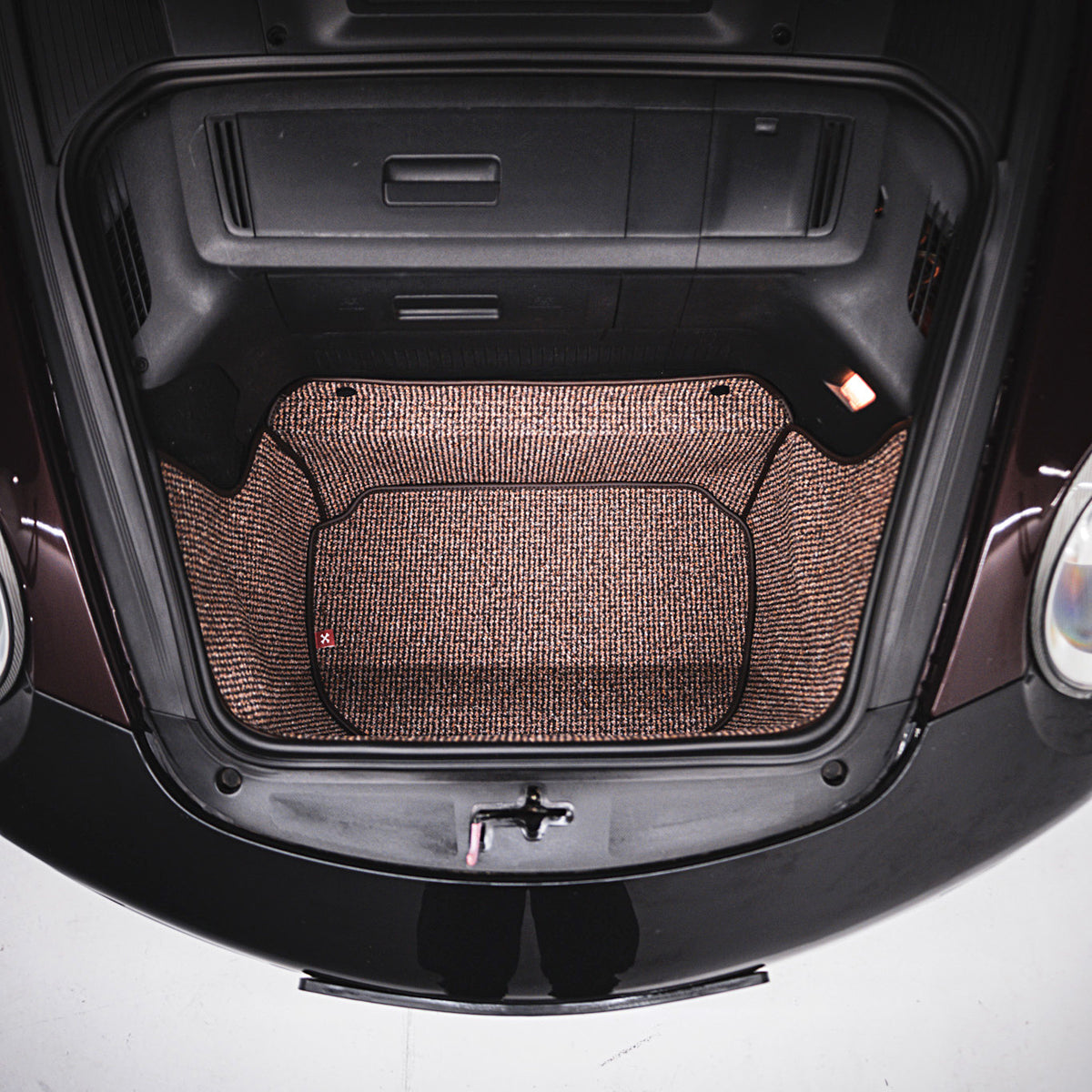 997/987 C2 - 911, Boxster, Cayman Trunk Mat Liner (2005-2012) - Brown Houndstooth