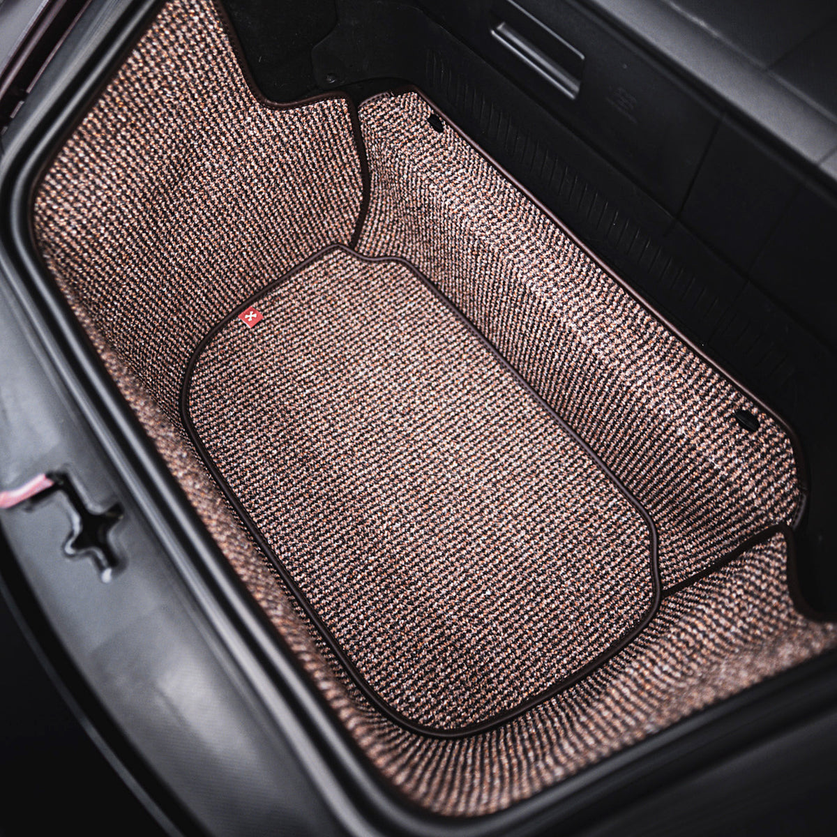 997/987 C2 - 911, Boxster, Cayman Trunk Mat Liner (2005-2012) - Brown Houndstooth