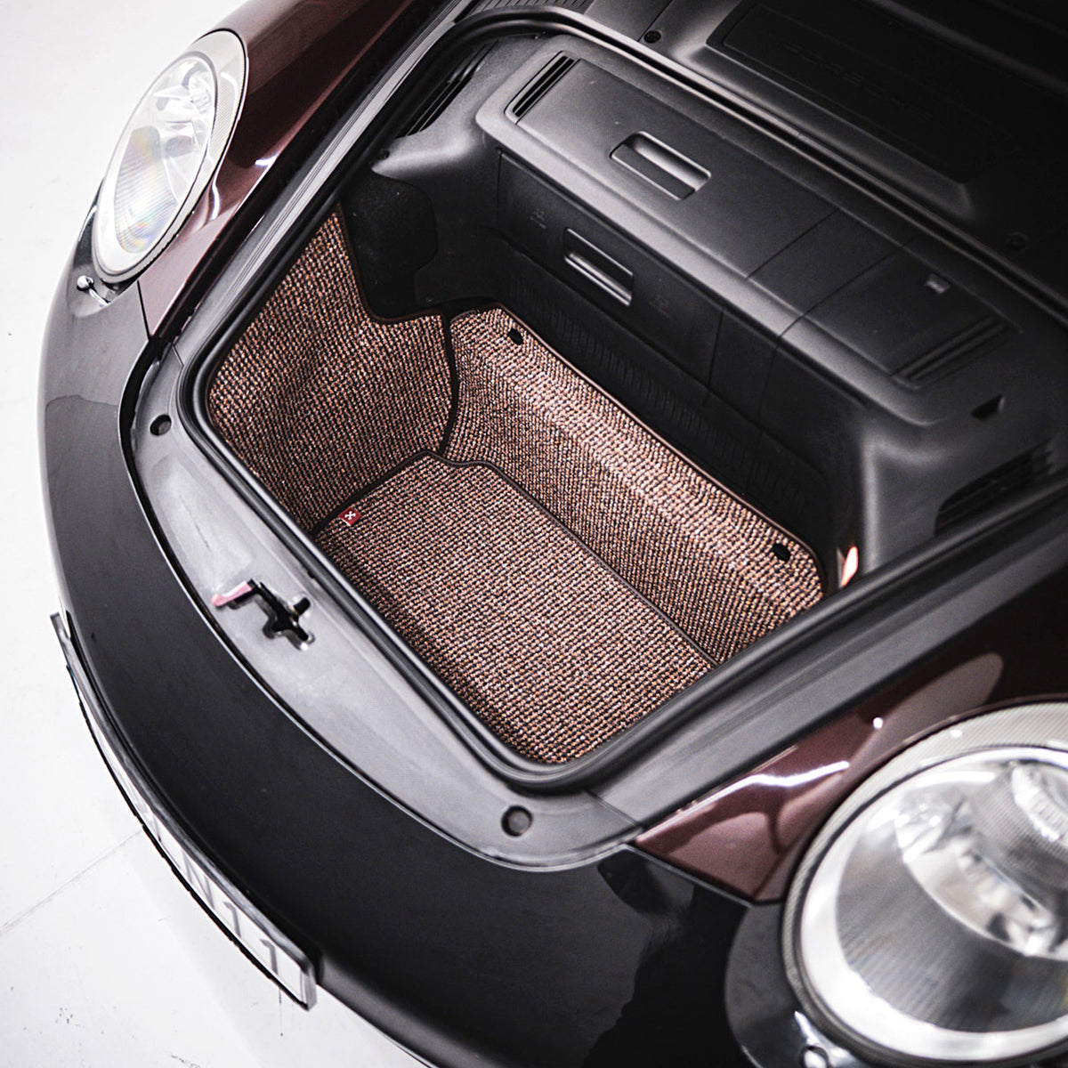 997/987 C2 - 911, Boxster, Cayman Trunk Mat Liner (2005-2012) - Brown Houndstooth
