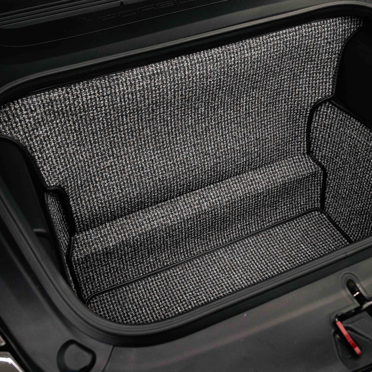 991/981 C2 - 911, Boxster, Cayman Trunk Mat Liner (2011-2018) - Black-Grey Houndstooth