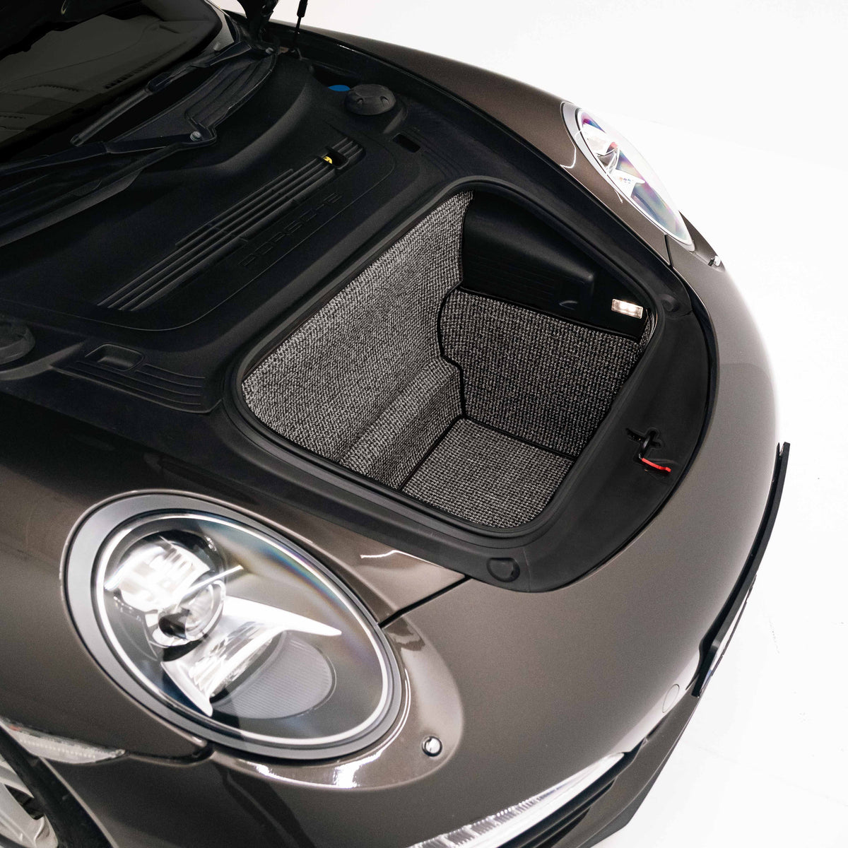 991/981 C2 - 911, Boxster, Cayman Trunk Mat Liner (2011-2018) - Black-Grey Houndstooth
