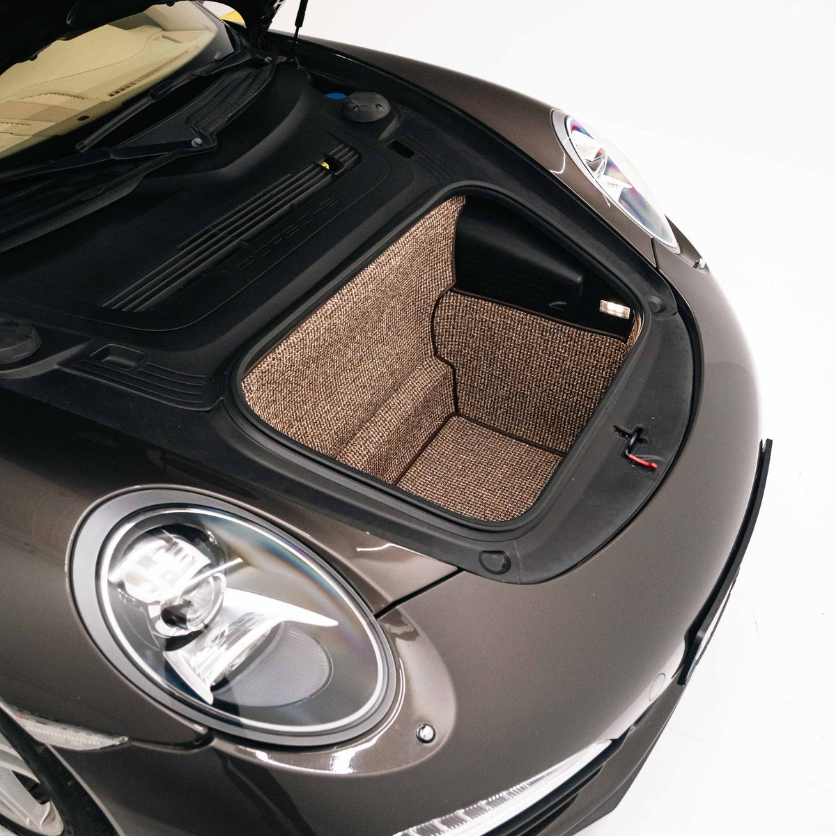 991/981 C2 - 911, Boxster, Cayman Trunk Mat Liner (2011-2018) - Brown Houndstooth