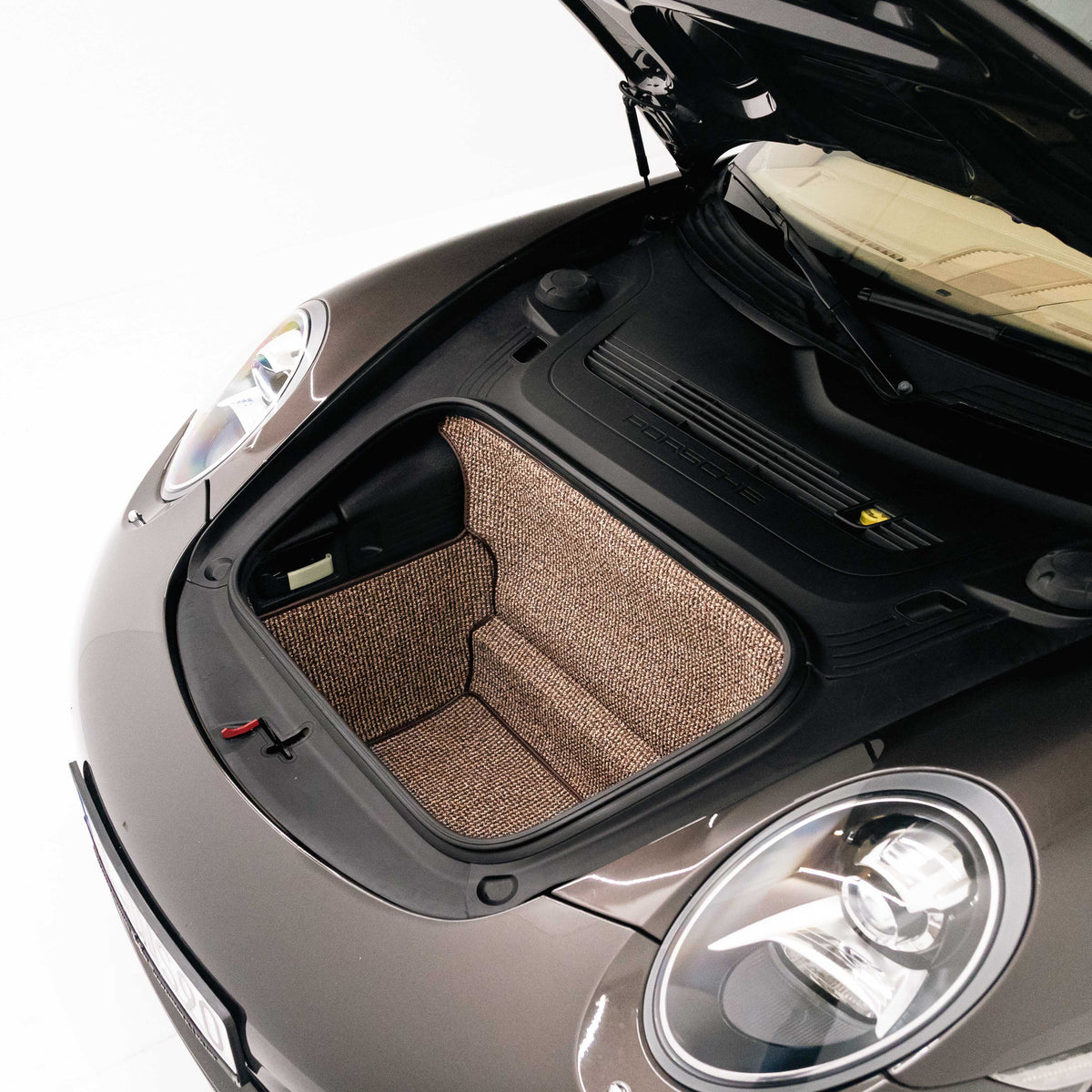991/981 C2 - 911, Boxster, Cayman Trunk Mat Liner (2011-2018) - Brown Houndstooth
