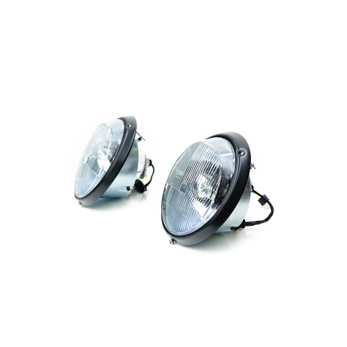 Bi-LED headlights CHROME + H4 Clear Ribbed Lens (set of 2)
