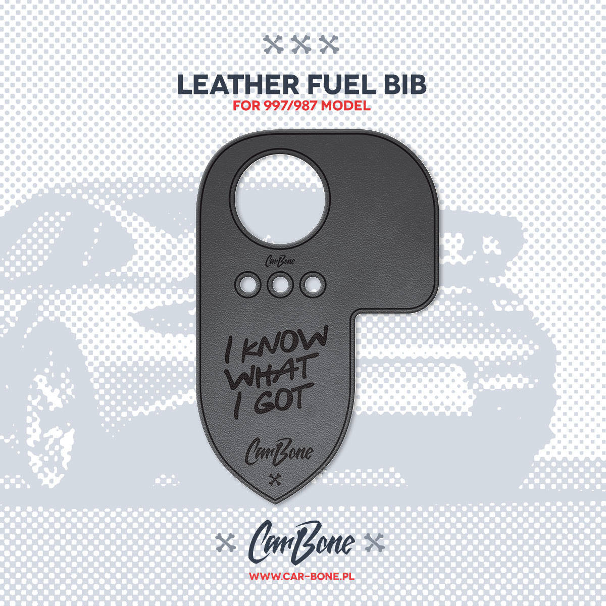 Leather Fuel Bib (Gas Flap) for 997/987 Models - Human Gimme Food