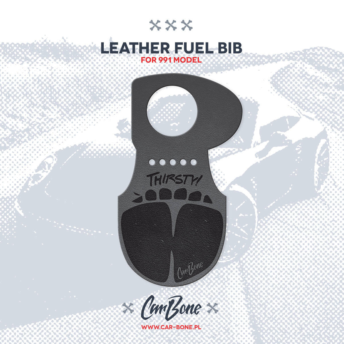 Leather Fuel Bib (Gas Flap) for 991/981 Models - Human Gimme Food
