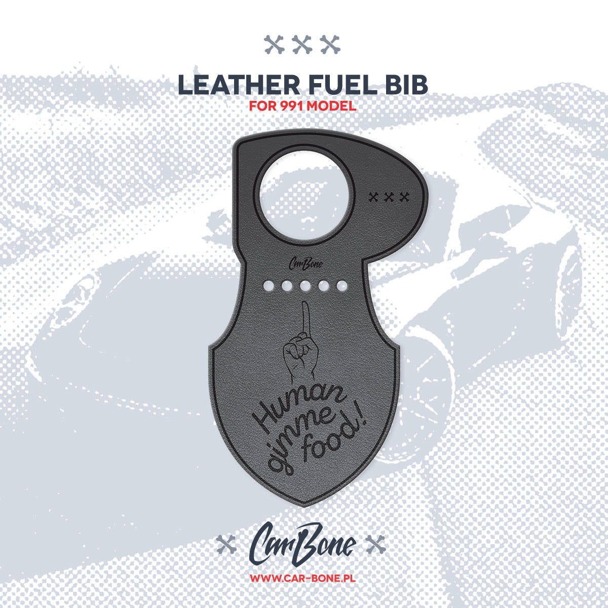 Leather Fuel Bib (Gas Flap) for 991/981 Models - Human Gimme Food