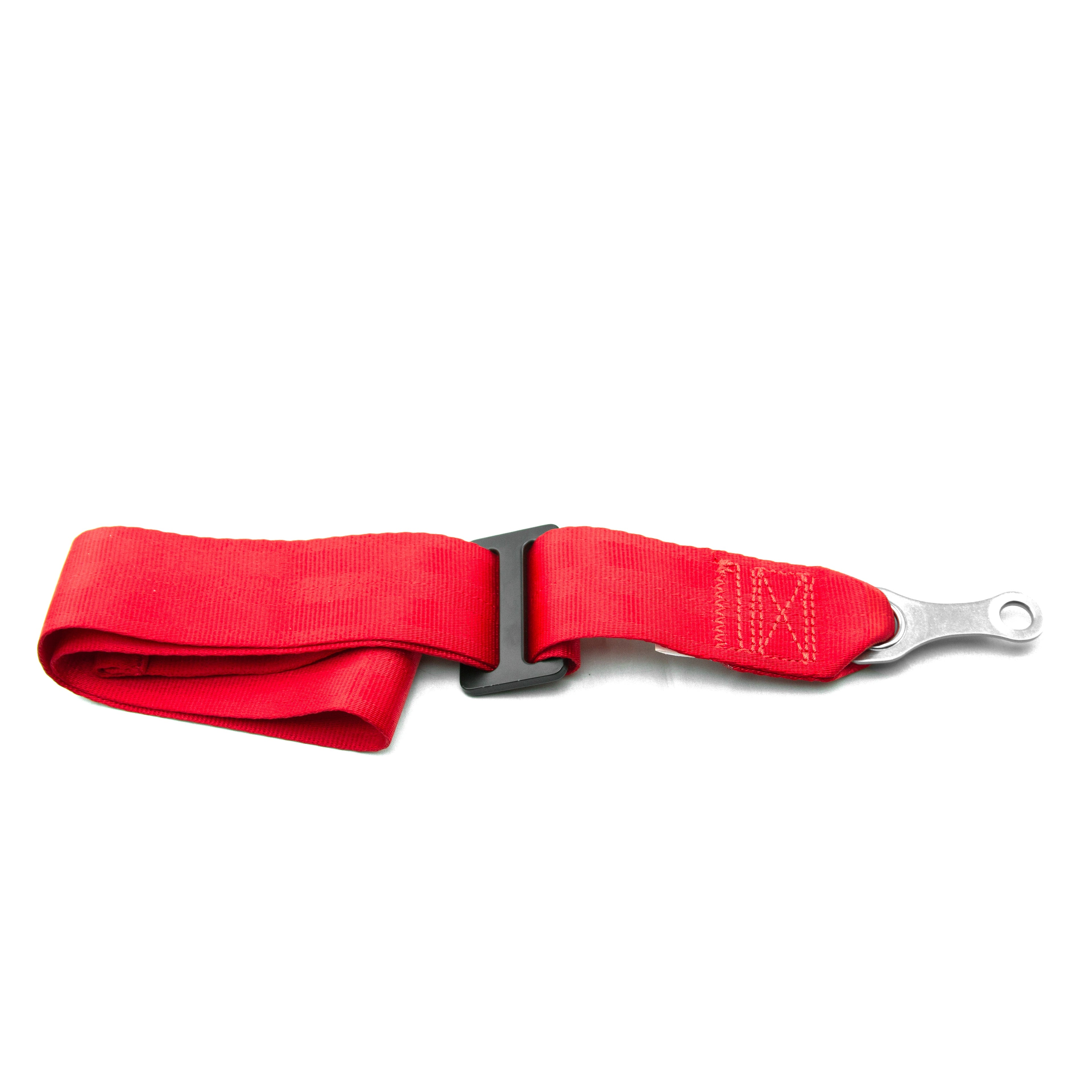 Schroth Racing Tow Strap- Red- in line adjuster 22in total w/ 1/2in B23A bolton bendable end