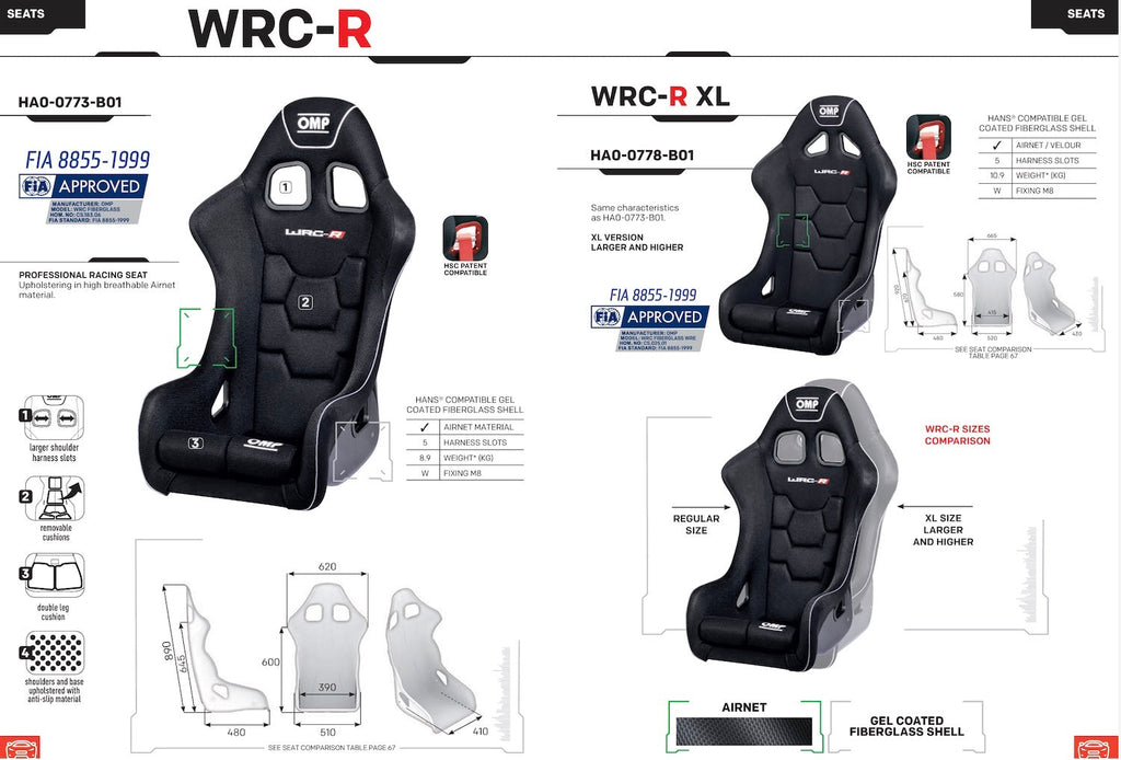 OMP WRC Fiberglass Racing Seat | FIA 8855-1999