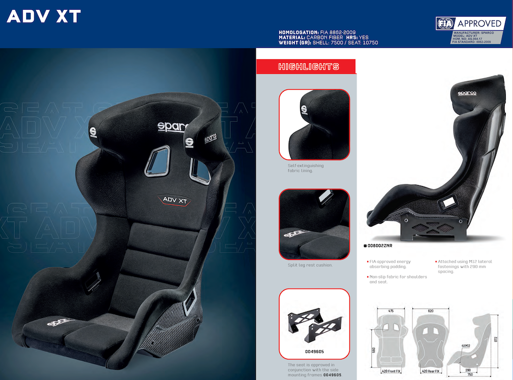 Sparco ADV XT Carbon Carbon Fiber Racing Seat | FIA 8855-1999 — view 2
